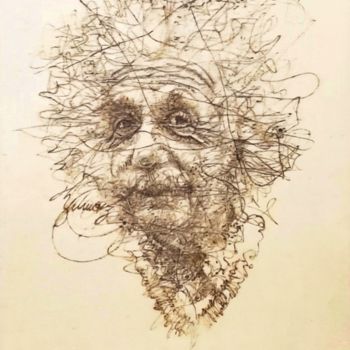Gravures & estampes intitulée "Albert Einstein Mind" par Murat Yilmaz, Œuvre d'art originale, Encaustique
