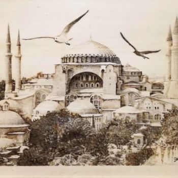 Incisioni, stampe intitolato "The Hagia Sophia" da Murat Yilmaz, Opera d'arte originale, Encausti