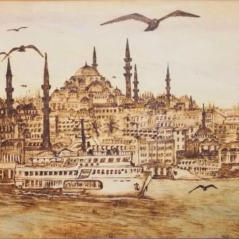 Printmaking titled "Blue Mosque" by Murat Yilmaz, Original Artwork, Engraving
