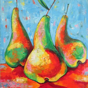 Malerei mit dem Titel "The three pears" von Muraz Martirosyan, Original-Kunstwerk, Collagen