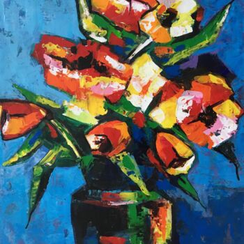 Painting titled "The flowers" by Muraz Martirosyan, Original Artwork, Acrylic
