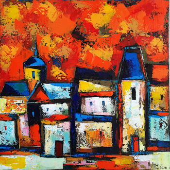 Painting titled "City Sunshine" by Muraz Martirosyan, Original Artwork, Oil