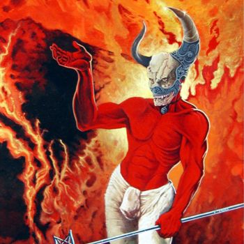 Peinture intitulée "Diable Rouge" par Frédéric Mure, Œuvre d'art originale