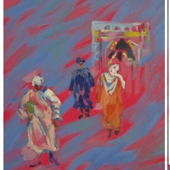 Ζωγραφική με τίτλο "couleurs marocaines…" από Oxiane, Αυθεντικά έργα τέχνης, Λάδι
