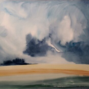 Painting titled "Ciel de pluie" by Muriel Buthier-Chartrain, Original Artwork
