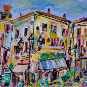 Painting titled "Il quartiere del so…" by Muriel Cayet, Original Artwork, Acrylic