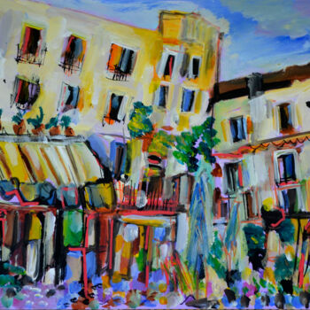 Pittura intitolato "Piazza mattina" da Muriel Cayet, Opera d'arte originale, Acrilico