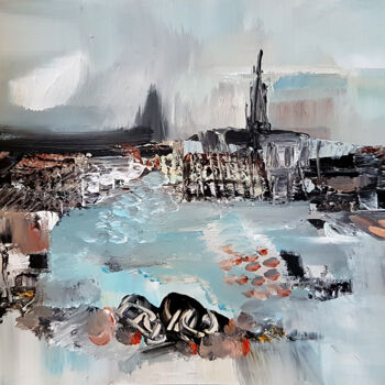 Painting titled "Le barrage" by Muriel Cayet, Original Artwork