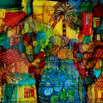 Peinture intitulée "Oasis" par Muriel Cayet, Œuvre d'art originale