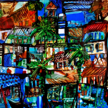 Malerei mit dem Titel "Invitation Caraïbes" von Muriel Cayet, Original-Kunstwerk