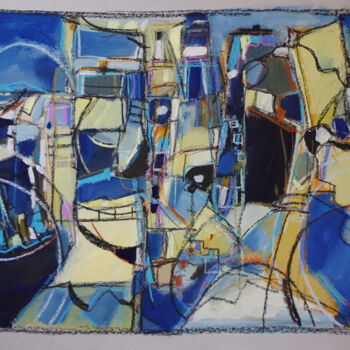 Malerei mit dem Titel "Navigation à l'honn…" von Muriel Cayet, Original-Kunstwerk, Acryl