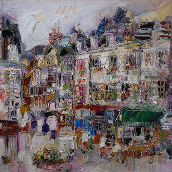 Malerei mit dem Titel "Le quartier des poè…" von Muriel Cayet, Original-Kunstwerk, Öl
