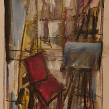 Pittura intitolato "L'atelier" da Muriel Cayet, Opera d'arte originale, Acquarello