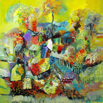 Peinture intitulée "Paysage d'une journ…" par Muriel Cayet, Œuvre d'art originale, Acrylique