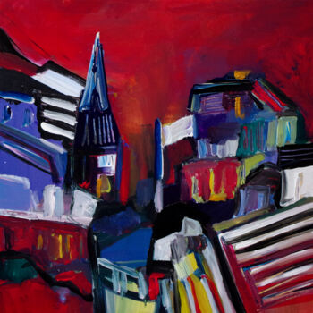 Malerei mit dem Titel "Voir la ville des r…" von Muriel Cayet, Original-Kunstwerk, Acryl
