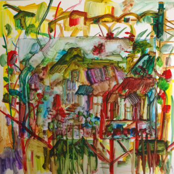 제목이 "Sous les saules"인 미술작품 Muriel Cayet로, 원작, 수채화