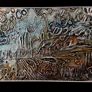 Painting titled "Archéologie humaine" by Muriel Cayet, Original Artwork, Acrylic Mounted on Cardboard