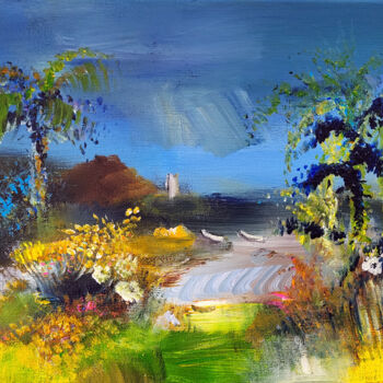 제목이 "Ressac en péninsule"인 미술작품 Muriel Cayet로, 원작, 아크릴 나무 들것 프레임에 장착됨