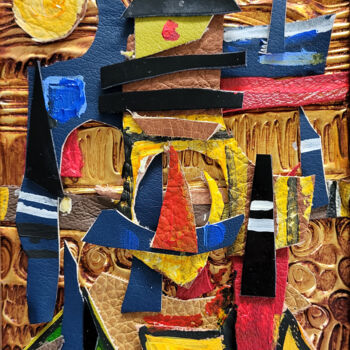 Collages intitulée "L'or du temps" par Muriel Cayet, Œuvre d'art originale, Collages