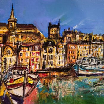 Painting titled "Quai Granville" by Muriel Cayet, Original Artwork, Acrylic Mounted on Cardboard