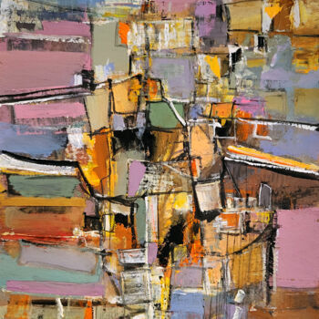 Painting titled "Routes sans frontiè…" by Muriel Cayet, Original Artwork, Gouache Mounted on Cardboard