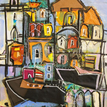 Картина под названием "Avant-plan maritime" - Muriel Cayet, Подлинное произведение искусства, Акрил Установлен на Деревянная…