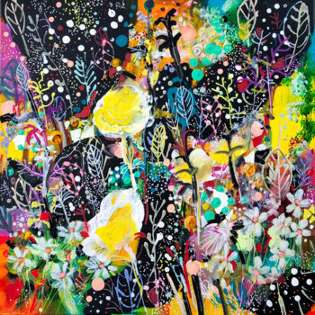 Картина под названием "Jardin de la voie" - Muriel Cayet, Подлинное произведение искусства, Акрил Установлен на Деревянная р…