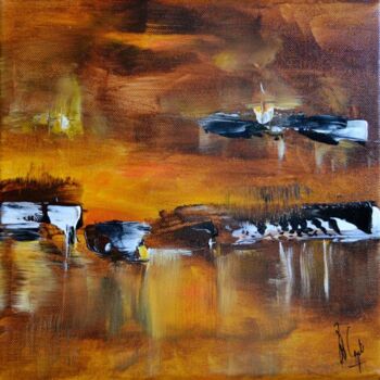 Painting titled "Ocre marine III" by Muriel Cayet, Original Artwork
