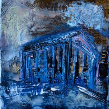 Peinture intitulée "Temple bleu" par Muriel Cayet, Œuvre d'art originale