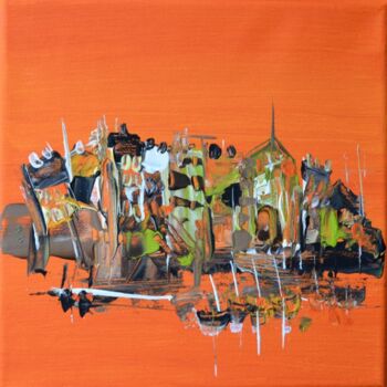 Painting titled "Havre orange" by Muriel Cayet, Original Artwork