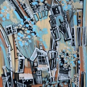 Peinture intitulée "Le quartier" par Muriel Cayet, Œuvre d'art originale