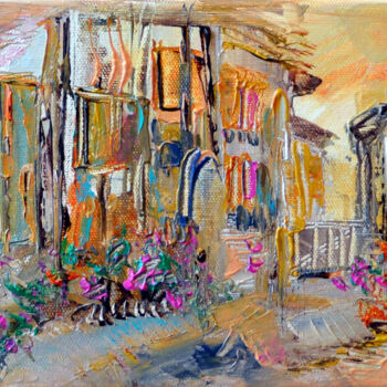 Malerei mit dem Titel "Rue des Jardins" von Muriel Cayet, Original-Kunstwerk
