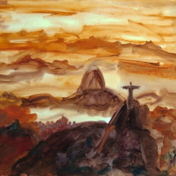 Peinture intitulée "Névoa laranja" par Muriel Cayet, Œuvre d'art originale