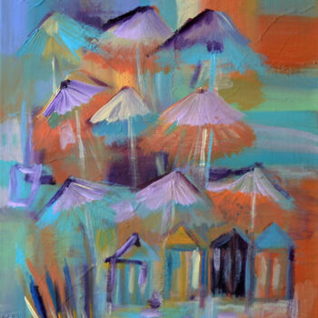 Peinture intitulée "Les cabanes d'Oléron" par Muriel Cayet, Œuvre d'art originale