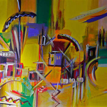 Malerei mit dem Titel "La Palissade" von Muriel Cayet, Original-Kunstwerk