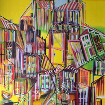 Peinture intitulée "Quartiers d'Ivry" par Muriel Cayet, Œuvre d'art originale