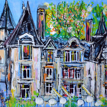 Painting titled "Un château en Isère" by Muriel Cayet, Original Artwork