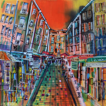 Malarstwo zatytułowany „La rue commerçante” autorstwa Muriel Cayet, Oryginalna praca