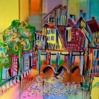 Peinture intitulée "Les grands moulins…" par Muriel Cayet, Œuvre d'art originale