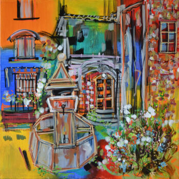 Painting titled "Place Notre-Dame" by Muriel Cayet, Original Artwork