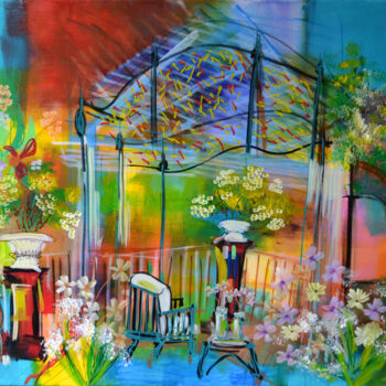 Peinture intitulée "Terrasse Art déco" par Muriel Cayet, Œuvre d'art originale