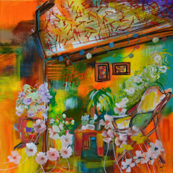 Painting titled "La maison des vacan…" by Muriel Cayet, Original Artwork