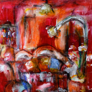 Pintura intitulada "La loge rouge" por Muriel Cayet, Obras de arte originais