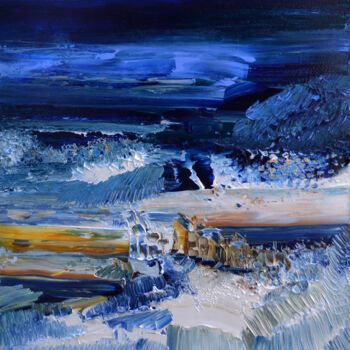 Painting titled "L'île bleue" by Muriel Cayet, Original Artwork