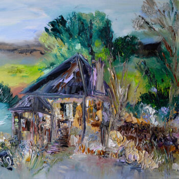 Pintura intitulada "La maison des prair…" por Muriel Cayet, Obras de arte originais