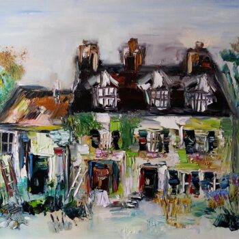 Painting titled "Maison de Brenne" by Muriel Cayet, Original Artwork, Oil