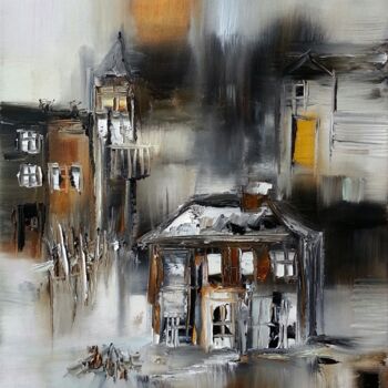 Painting titled "Maison pour se souv…" by Muriel Cayet, Original Artwork, Oil