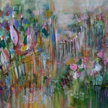 绘画 标题为“Dans un jardin de r…” 由Muriel Cayet, 原创艺术品, 丙烯