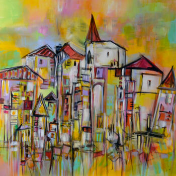 Painting titled "Una città di mille…" by Muriel Cayet, Original Artwork, Acrylic