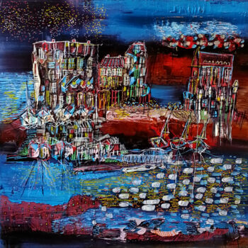 Peinture intitulée "Les places, les squ…" par Muriel Cayet, Œuvre d'art originale, Autre